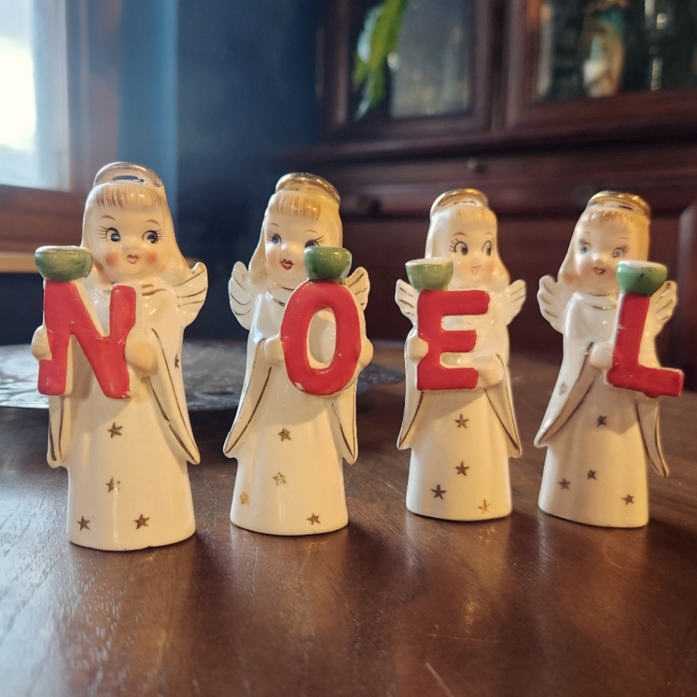 1950's Napco Commodore Noel Angels candleholder set
